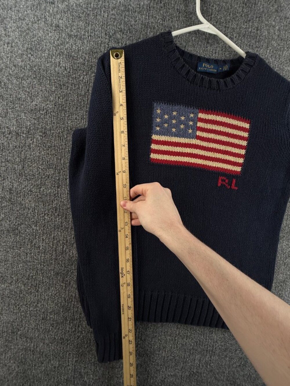 Polo Ralph Lauren USA Flag Pullover Medium Cotton Women Graphic Sweater Blue - Picture 8 of 16